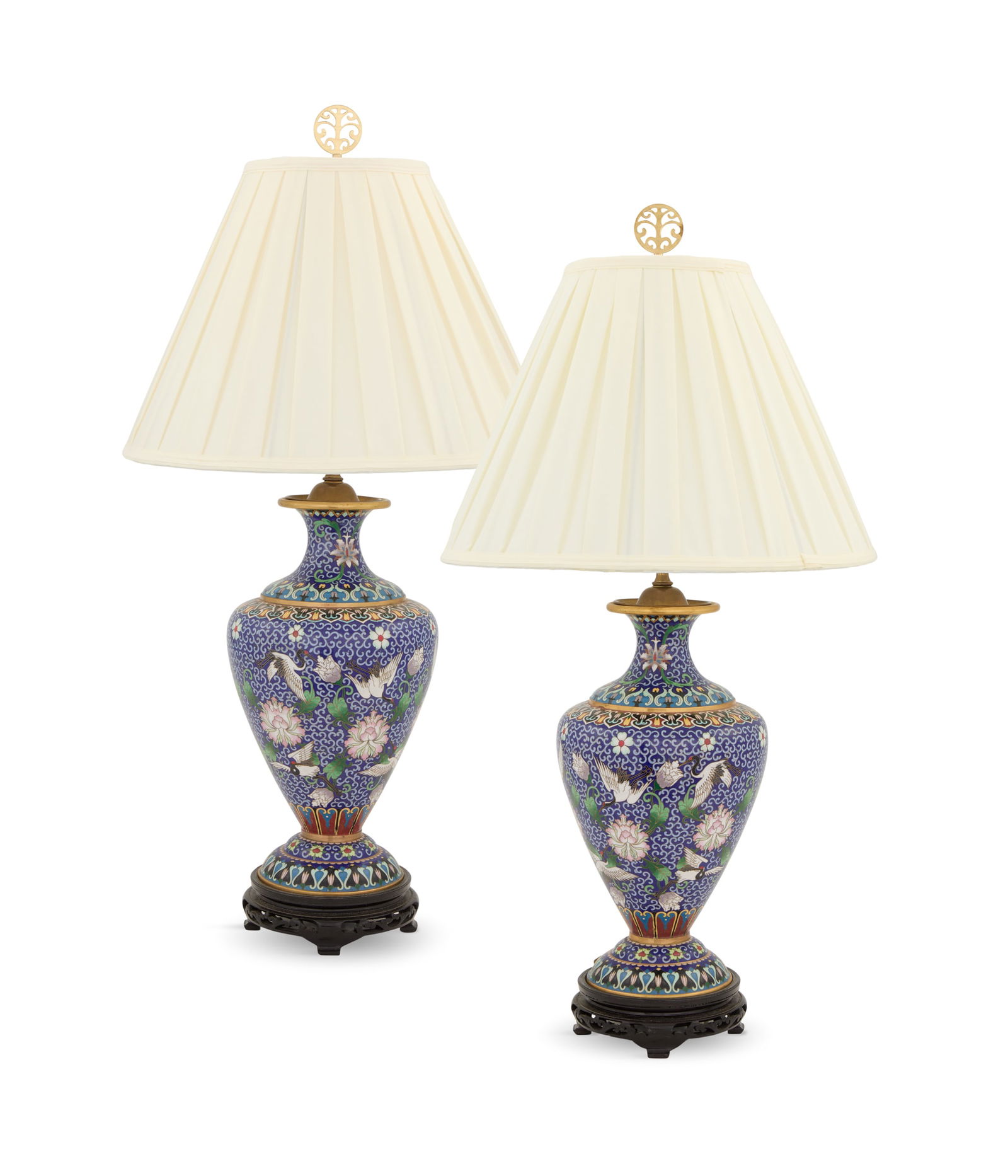 Pair of Chinese Cloisonne Lamps (1 of 3)