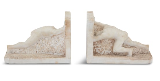 Pair of Italian Alabaster Figural Bookends