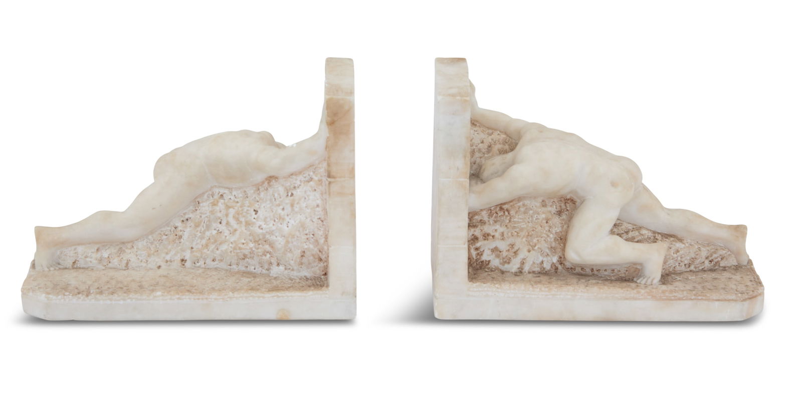 Pair of Italian Alabaster Figural Bookends (1 of 3)