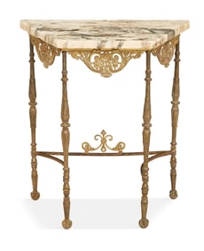 Art Deco Bronze and Marble-Top Console Table