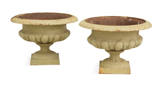 Pair of Cast-Iron Garden Urns