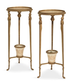 Pair of Bronze and Porcelain Pedestals