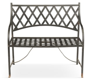 Black Metal Strapwork Garden Bench