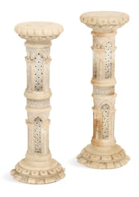 Pair of Carved Onyx Pedestals