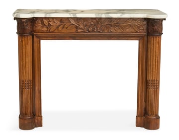 Oak and Marble-Top Box Mantel