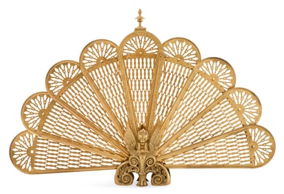 French Brass Fan-Form Fireplace Fender
