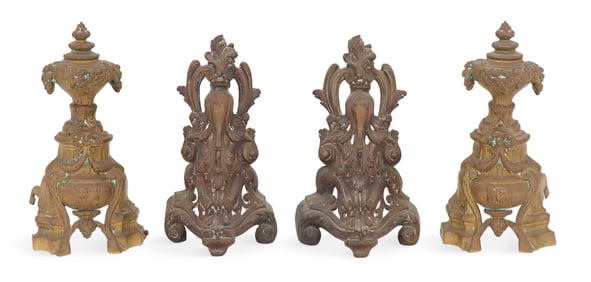 Two Pairs of French Bronze Chenets