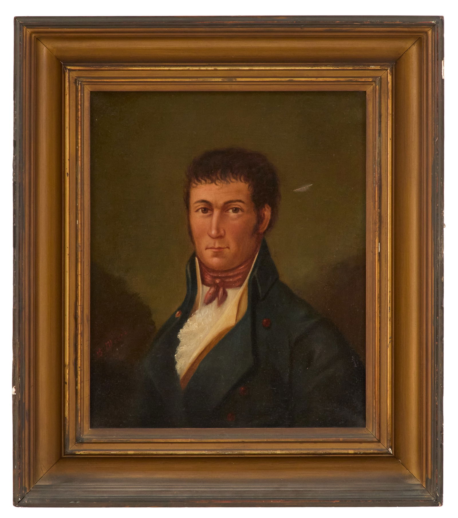 Bernard Moses (German/New Orleans, 1832-1899): Bernard Moses(German/New Orleans, 1832-1899)"Louisiana Governor William Charles Cole Claiborne", 1883oil on canvassigned and dated lower right, and "W.E. Seebold, Canal St., New Orleans" canvas stamp