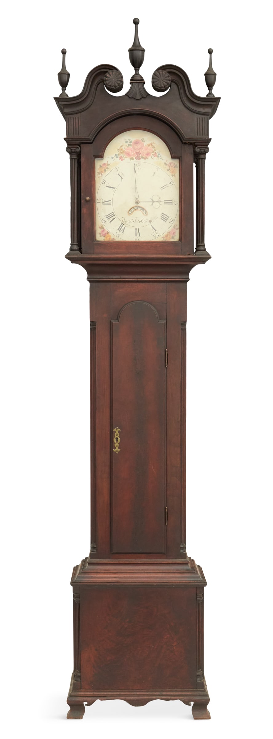Early American Walnut Bonnet-Top Tall Case Clock (1 of 6)