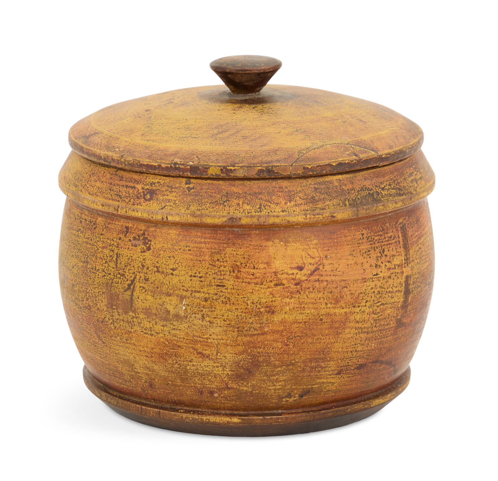 New England Painted Treenware Covered Bowl (1 of 2)