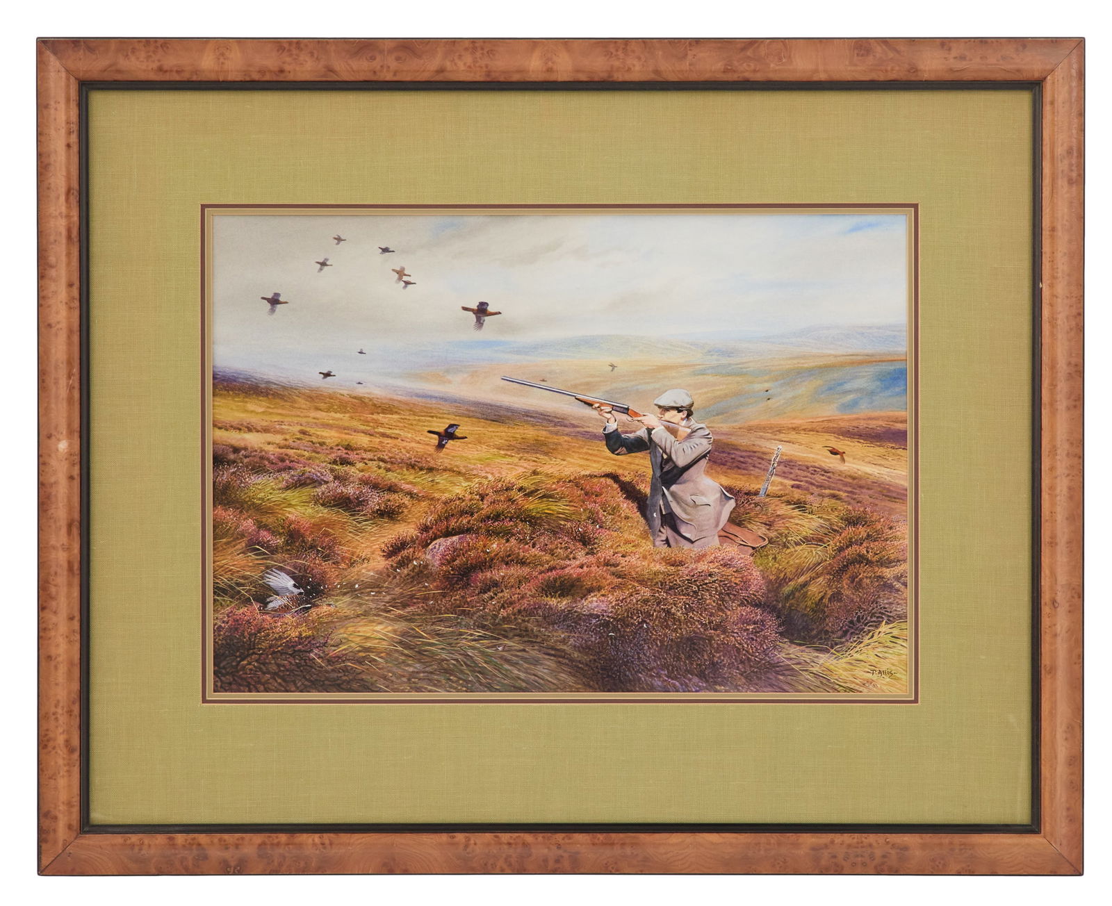 Peter Allis (British, b. 1944): Peter Allis (British, b. 1944) "The Gentleman's Sport" watercolor on paper signed lower right. Matted and framed. sight 19" x 27", framed 33" x 41" Provenance: The Collection of Deborah & Eli