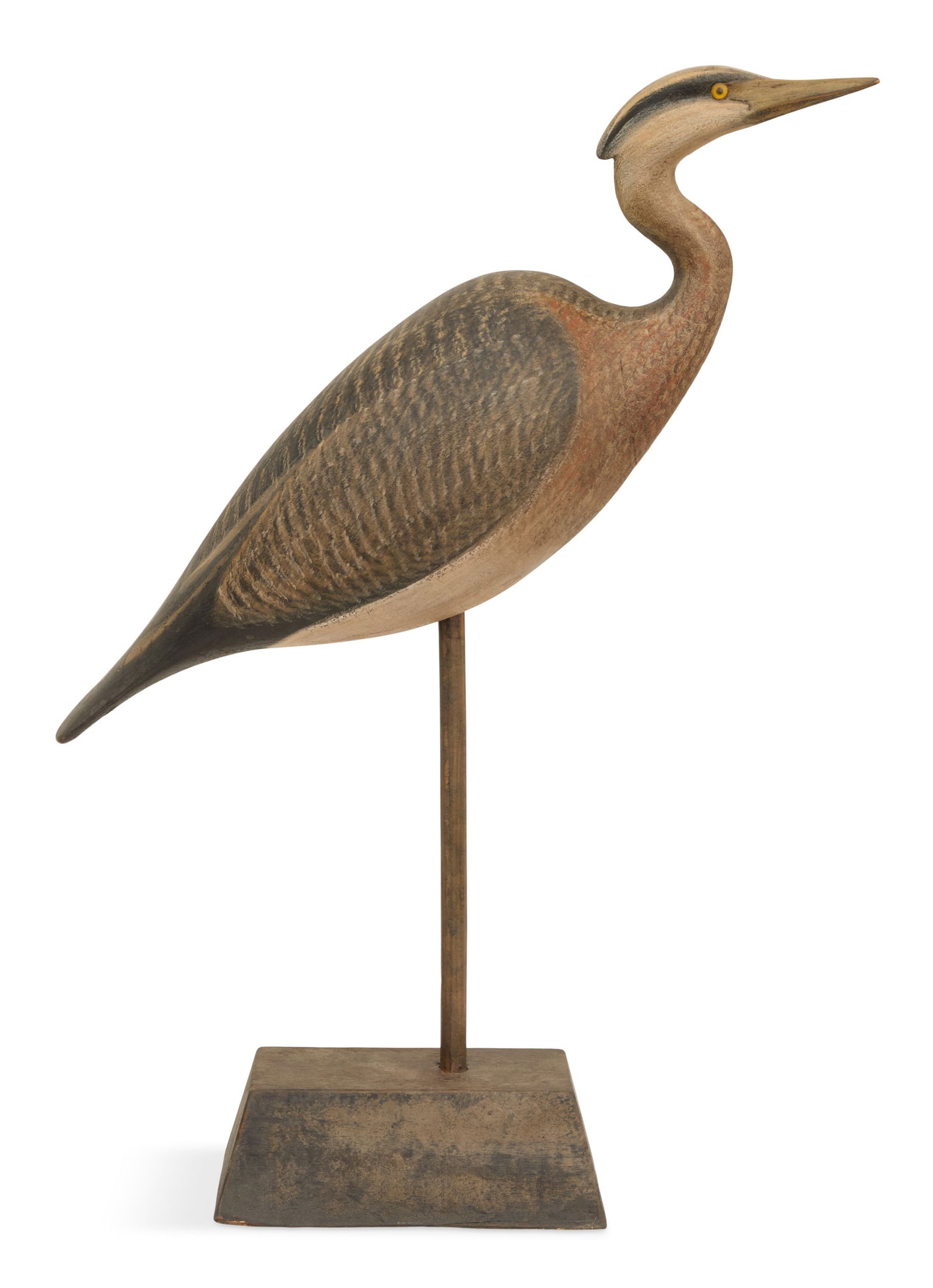 David B. Ward (USA/Connecticut, 1947-2020): David B. Ward(American/Connecticut, 1947-2020)"Great Blue Heron Decoy"carved and painted woodincised initials "DBW" en verso.32" x 29" Provenance: The Collection of Norbert Deshotels, Lafayette, Louis