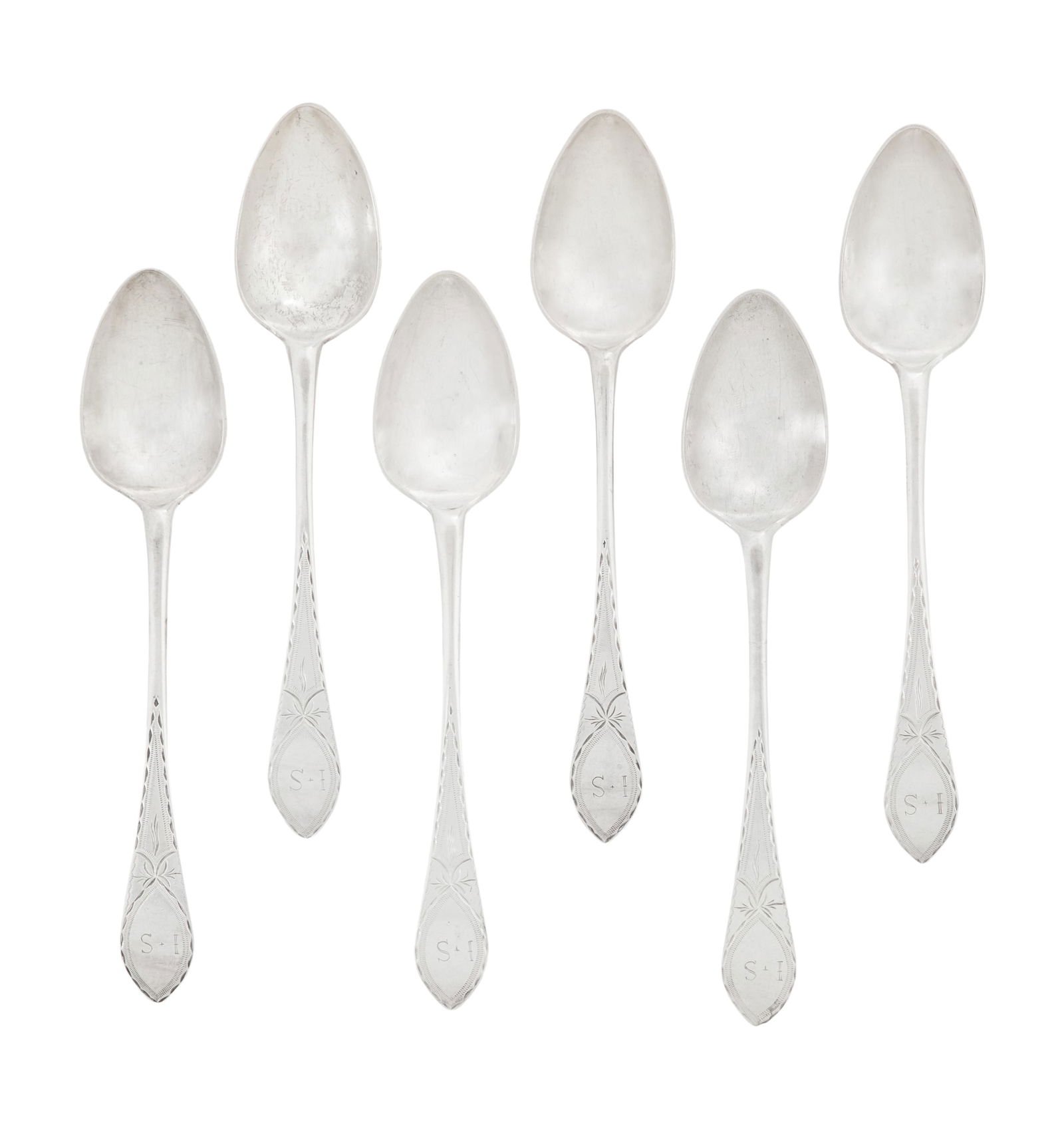 Six Rhode Island Federal Coin Silver Teaspoons (1 of 3)