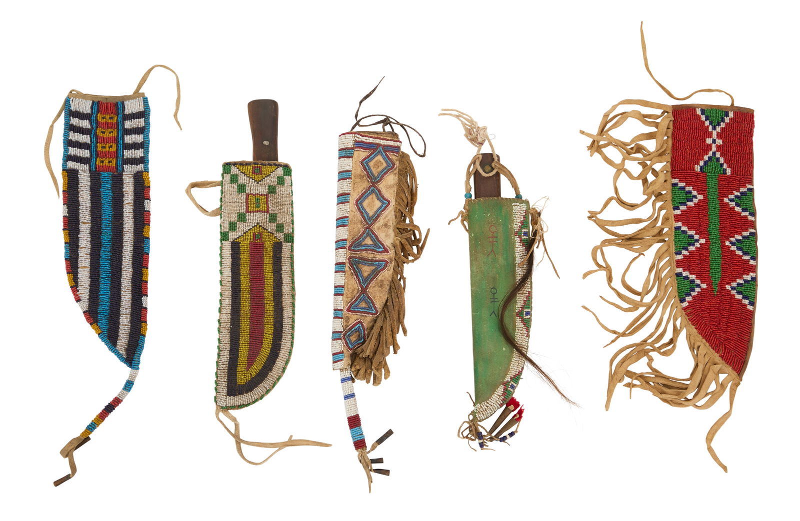 Five Native American Beaded Knife Sheaths (1 of 3)