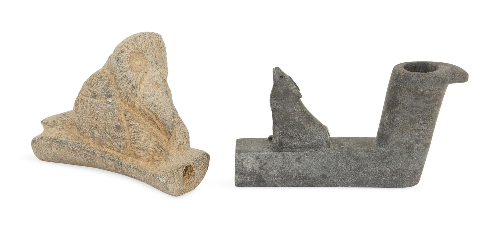Two Native American Hardstone Effigy Pipes (1 of 3)