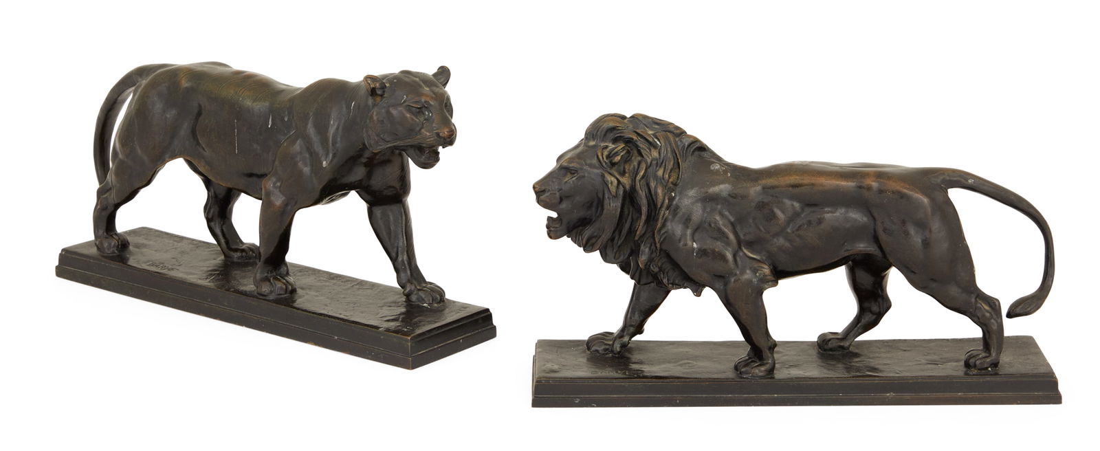 Pair of Barbedienne Bronze Lion Figures (1 of 7)