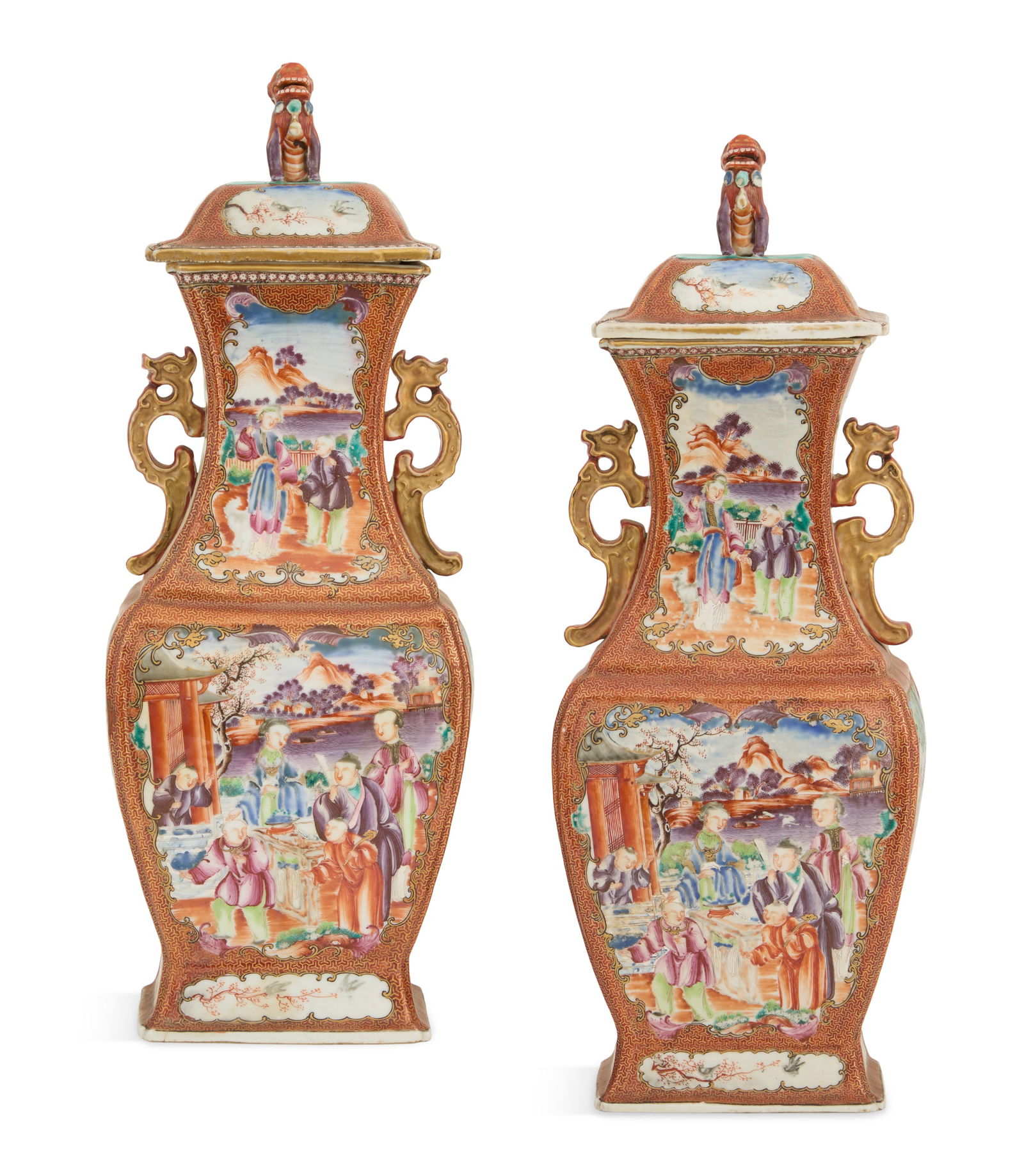 Pair of Chinese Export Covered Garniture Vases (1 of 6)