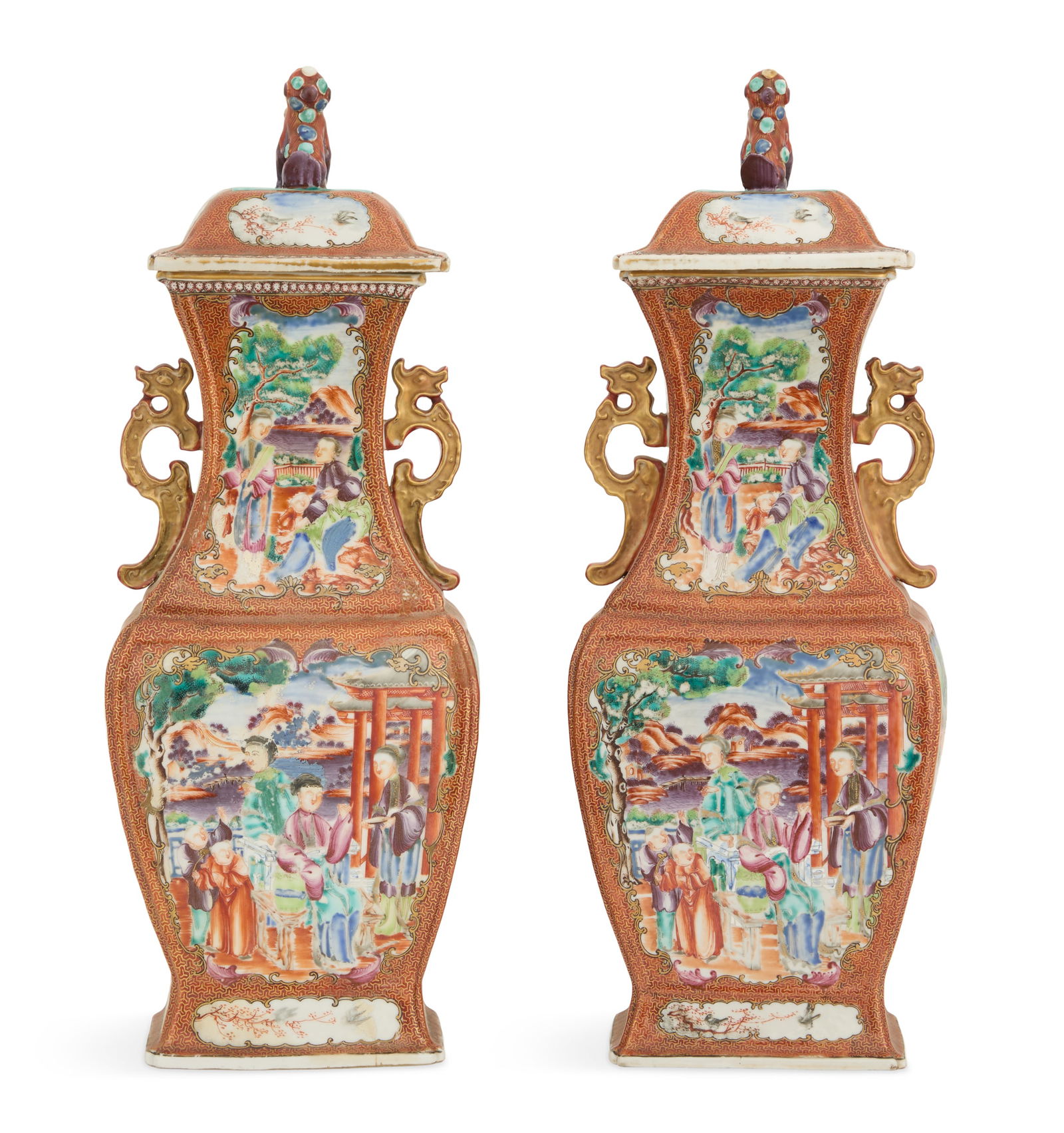 Pair of Chinese Export Covered Garniture Vases - 3