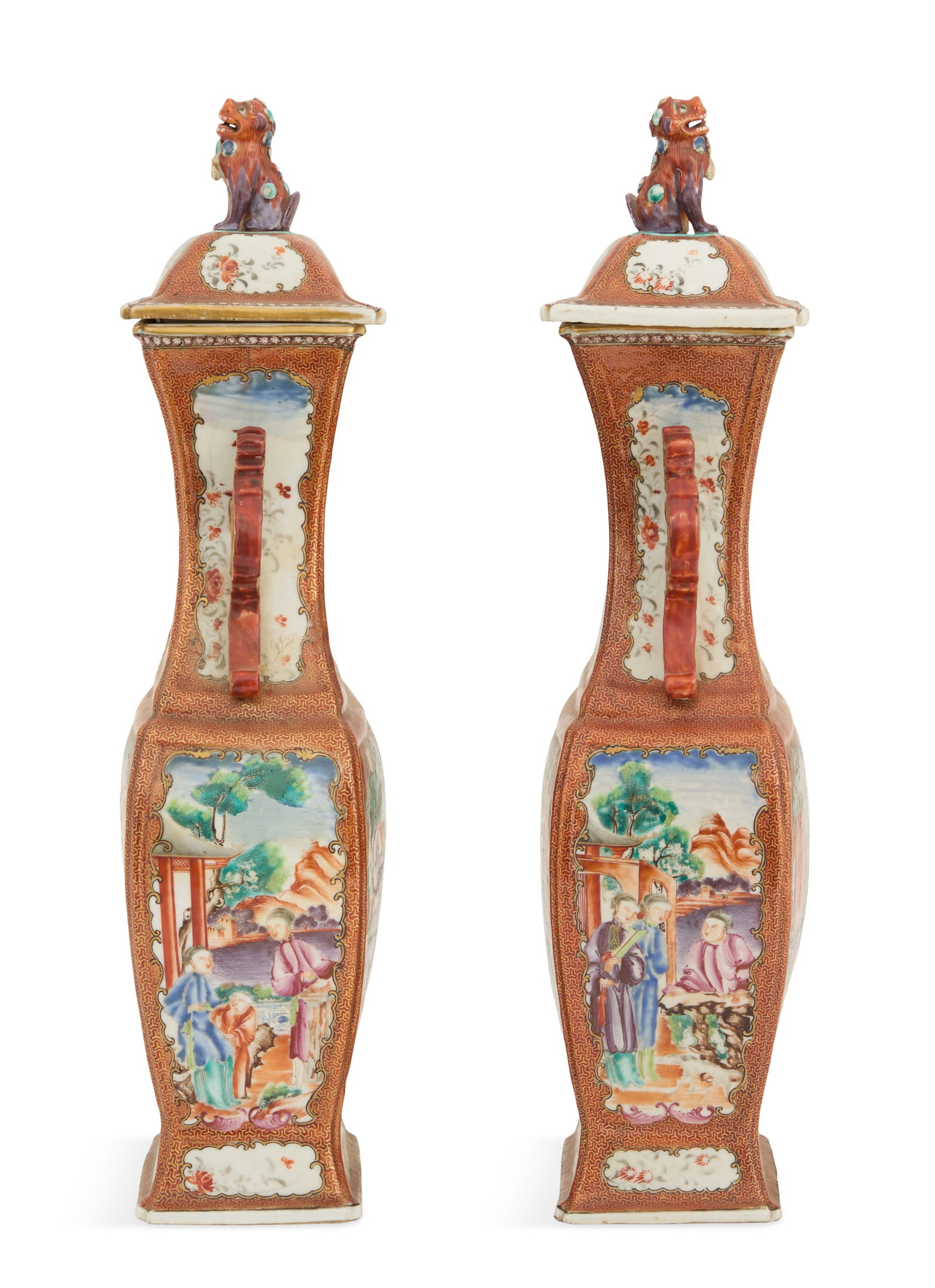 Pair of Chinese Export Covered Garniture Vases - 4