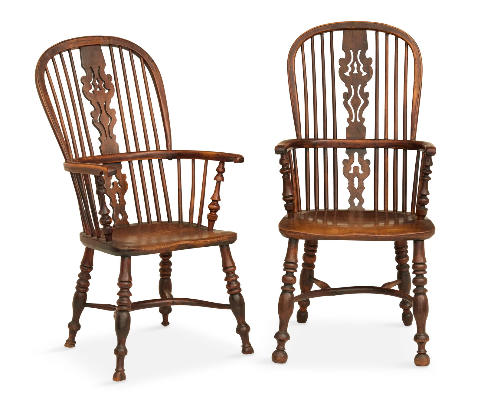 Pair of English Elmwood Windsor Armchairs (1 of 2)