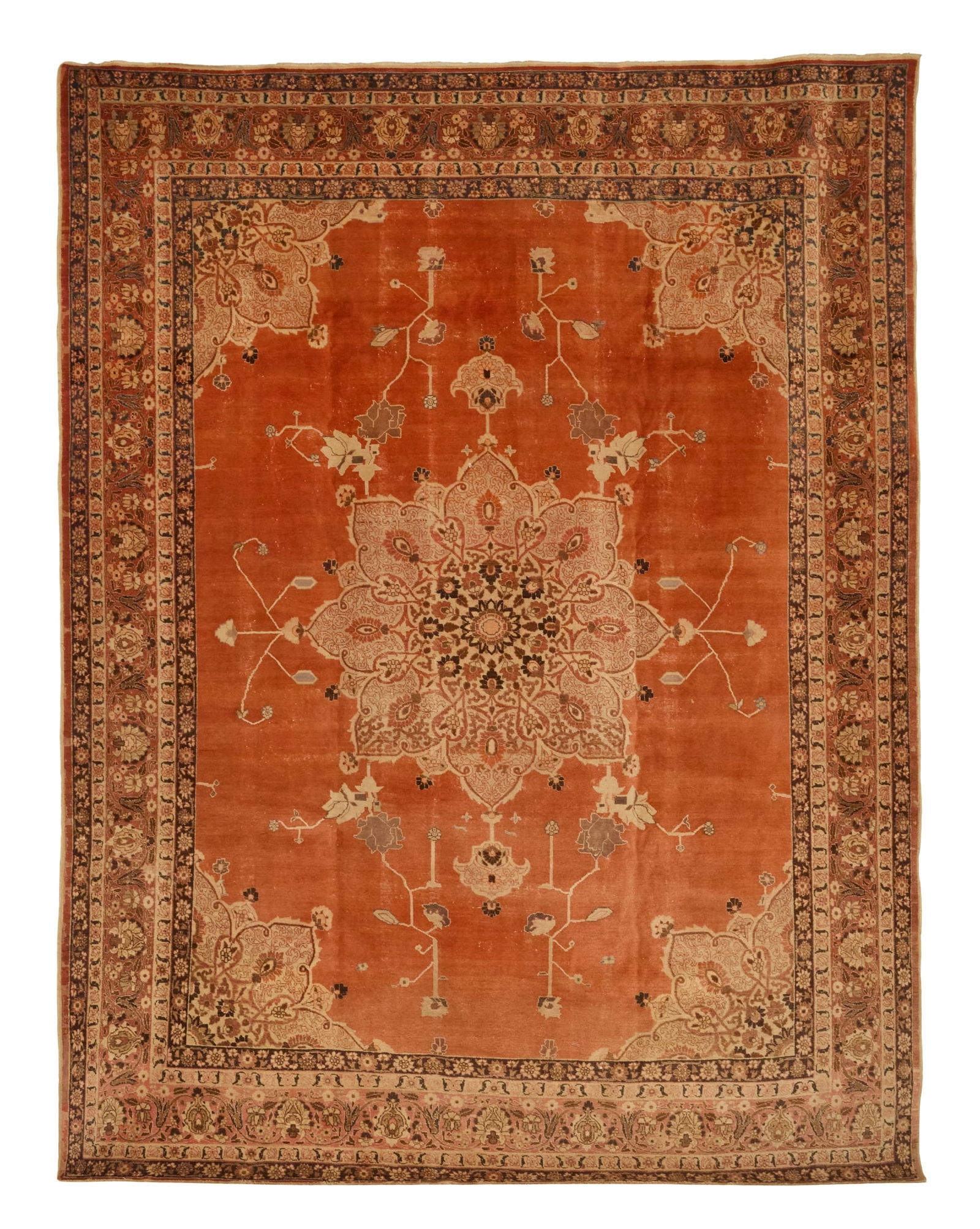 Antique Tabriz Carpet: Antique Tabriz Carpet 10' 6" x 13' 7" Provenance: The Collection of Deborah & Eli Tullis, New Orleans, Louisiana.