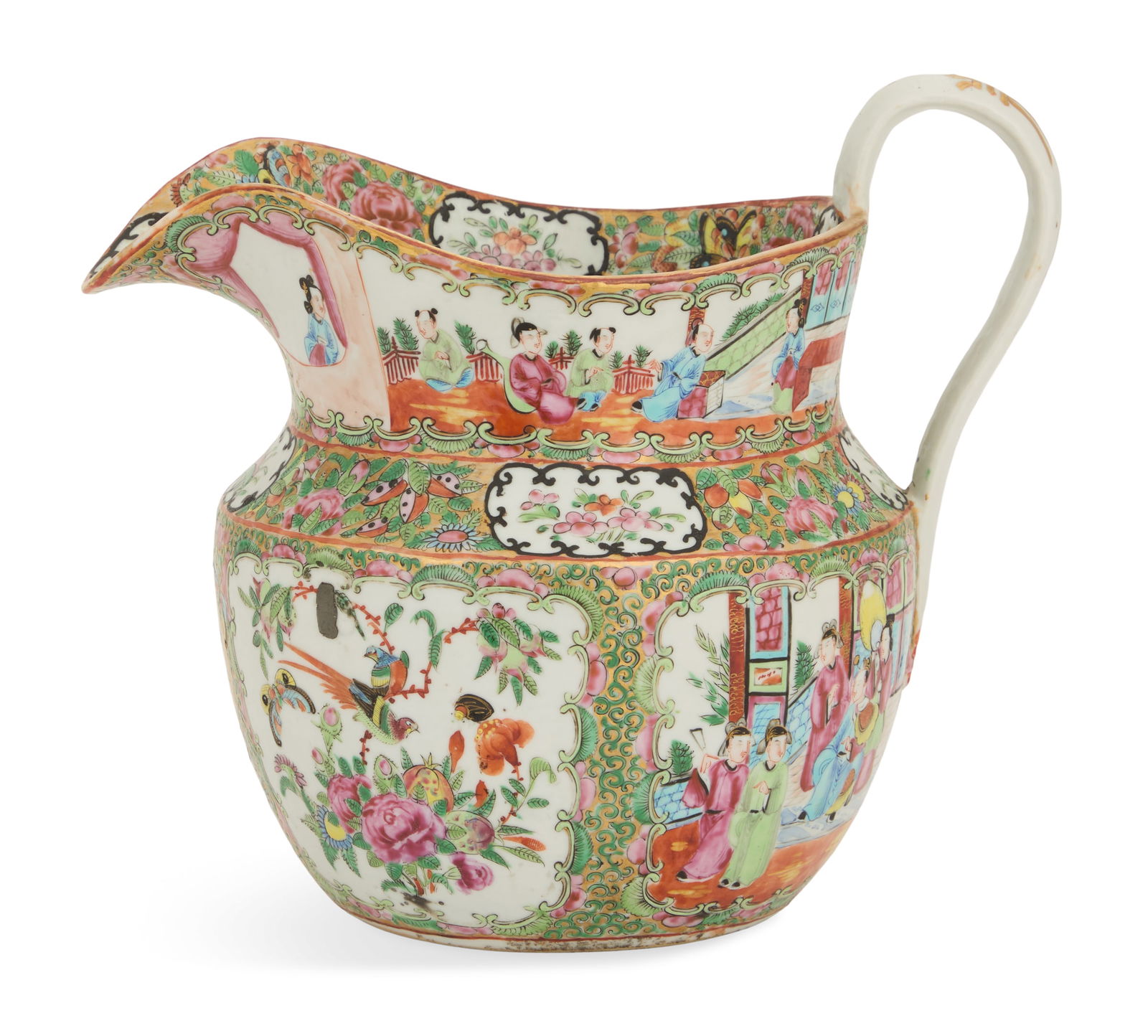 Large Chinese Rose Medallion Porcelain Pitcher (1 of 5)