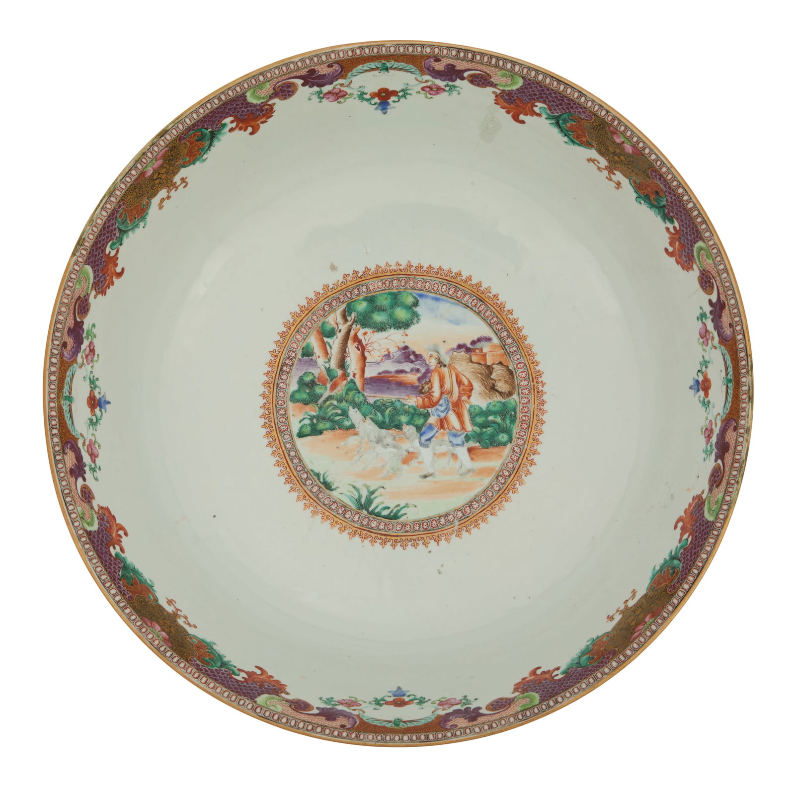 Large Chinese Export Porcelain Punch Bowl - 5