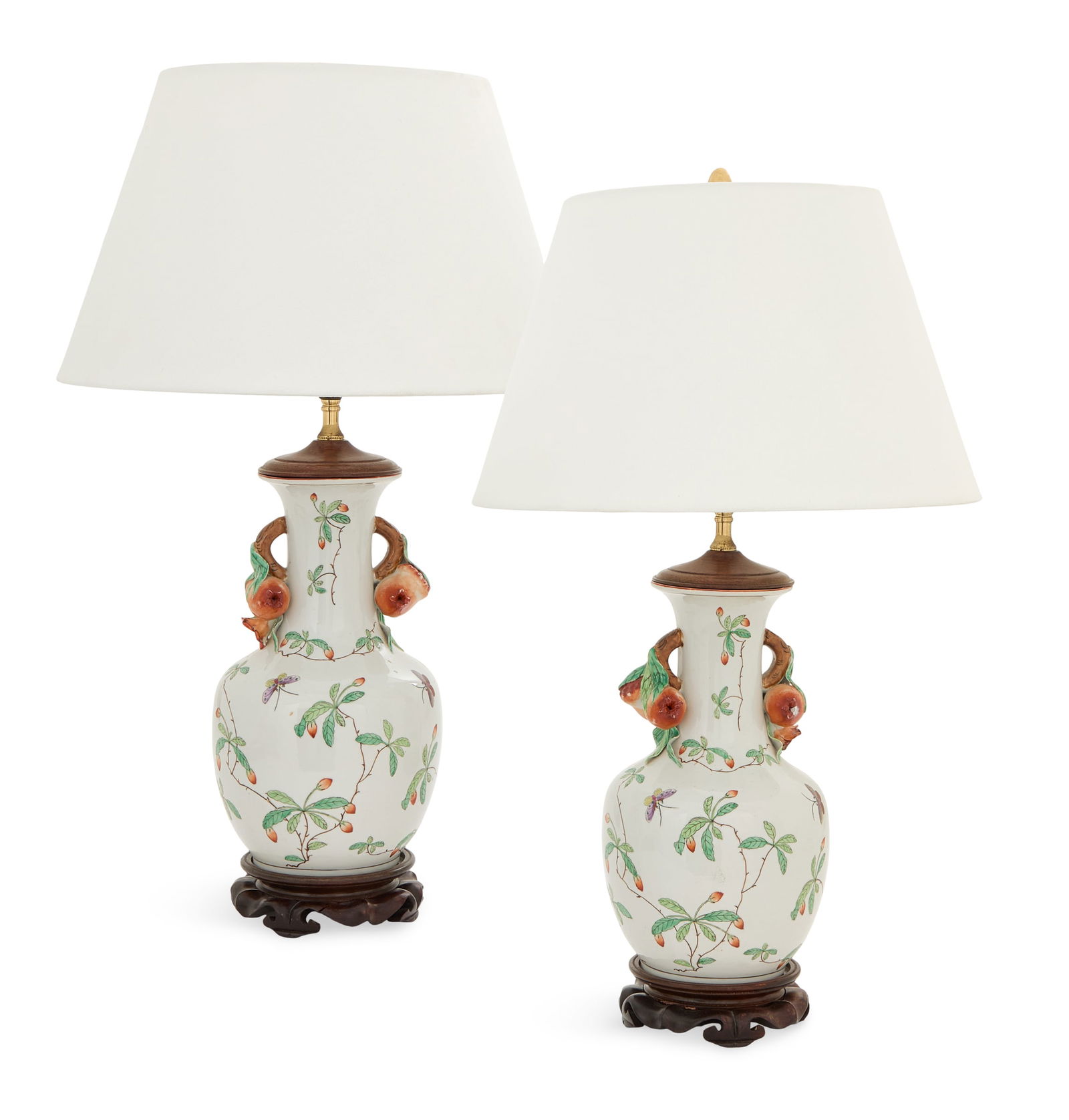 Pair of Polychrome Porcelain Lamps (1 of 4)