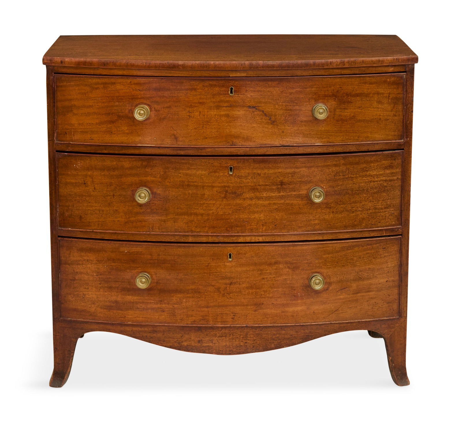 George III Mahogany Bowfront Chest (1 of 3)