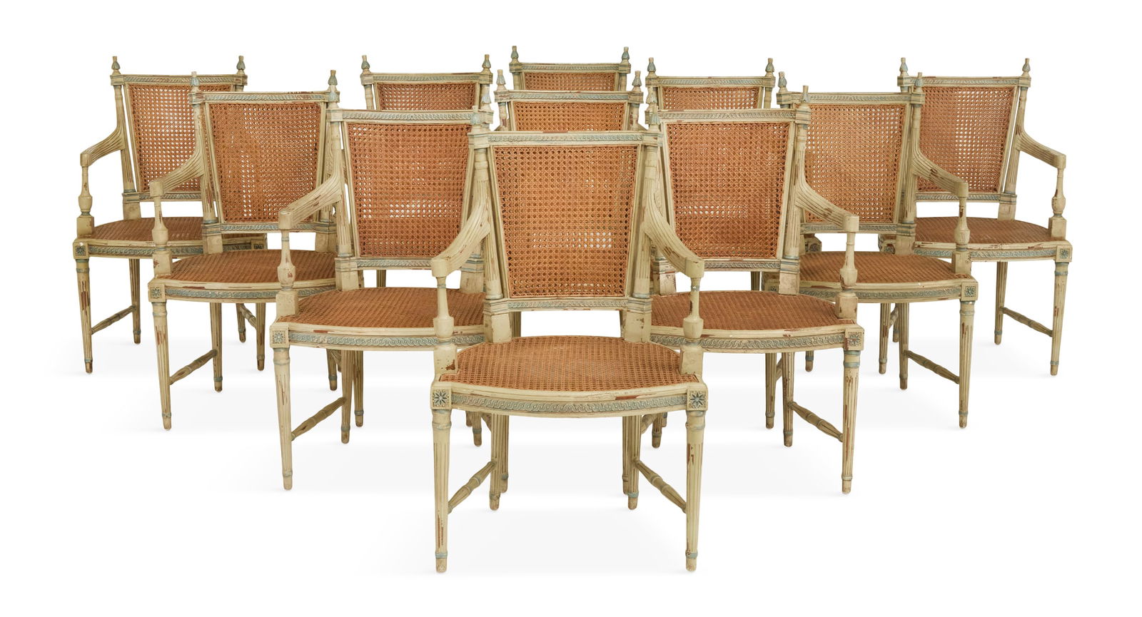 Eleven Louis XVI-Style Caned Armchairs (1 of 4)