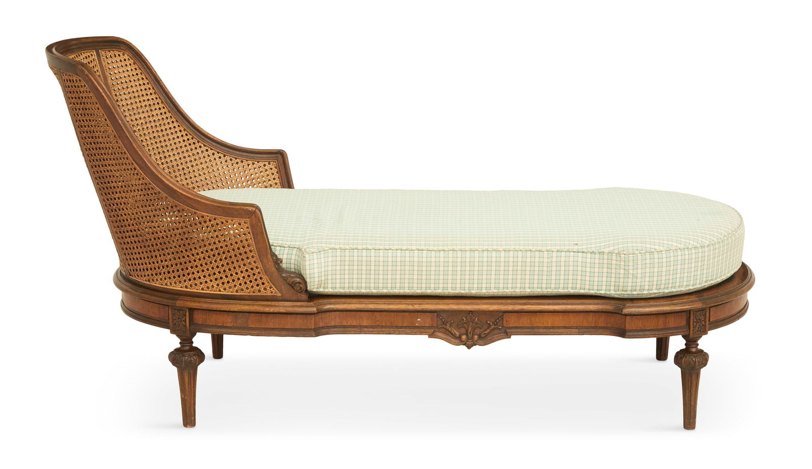 Louis XVI-Style Mahogany and Caned Chaise Lounge (1 of 4)