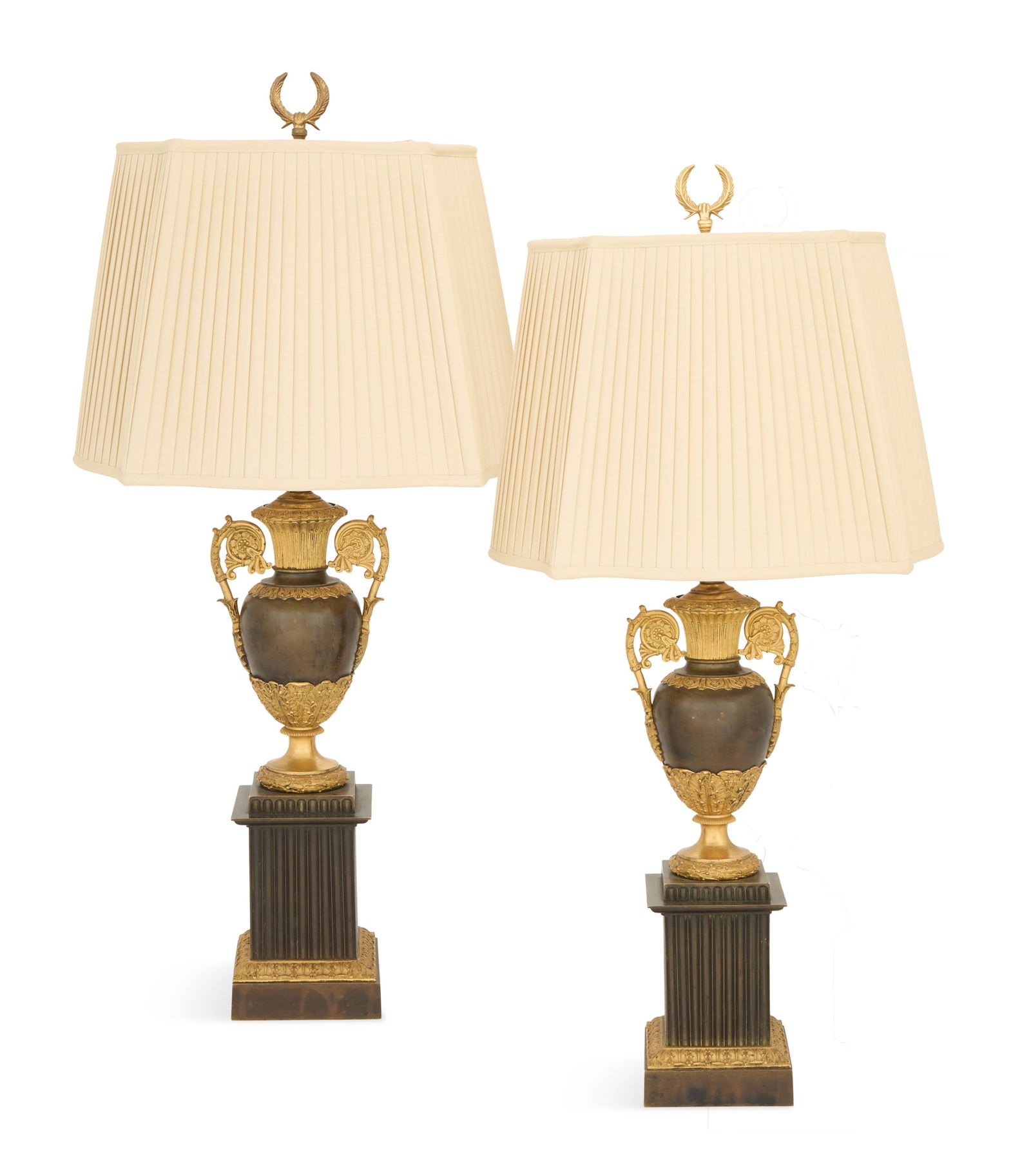 Restauration Bronze Dore et Patine Urn Lamps (1 of 3)