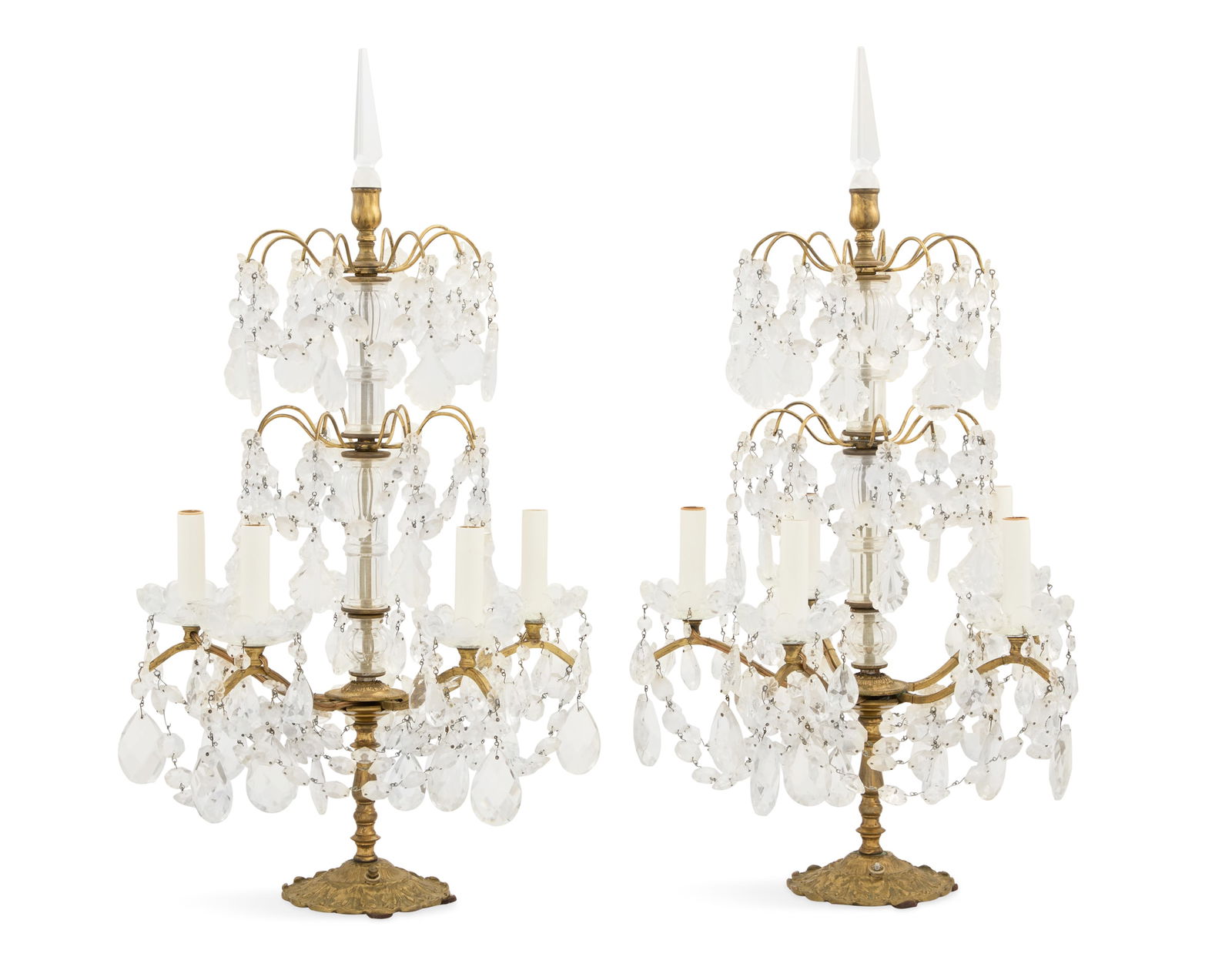 Pair of French Gilt-Bronze and Crystal Candelabra (1 of 2)