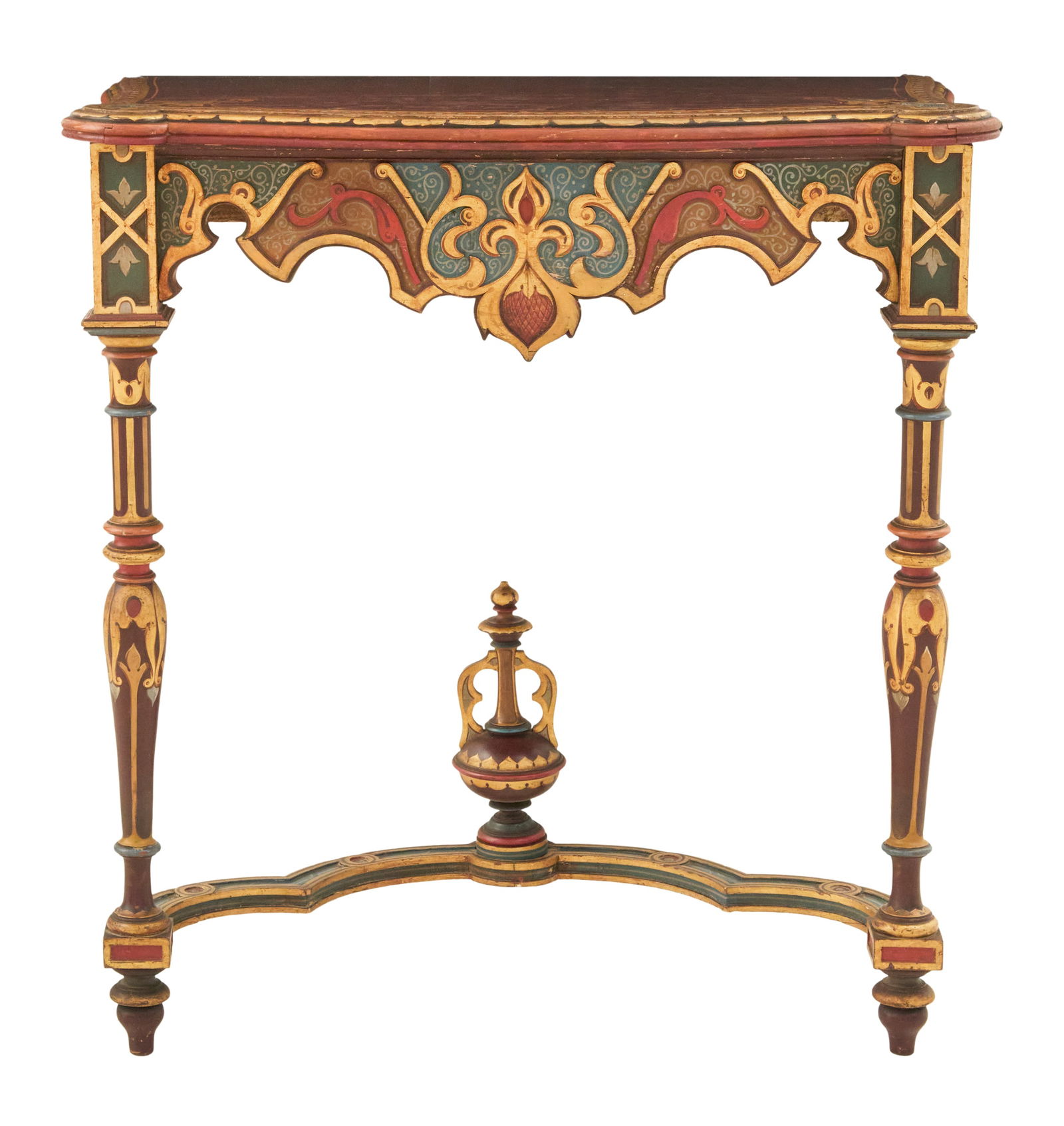 French Polychrome Console Table and Mirror - 4