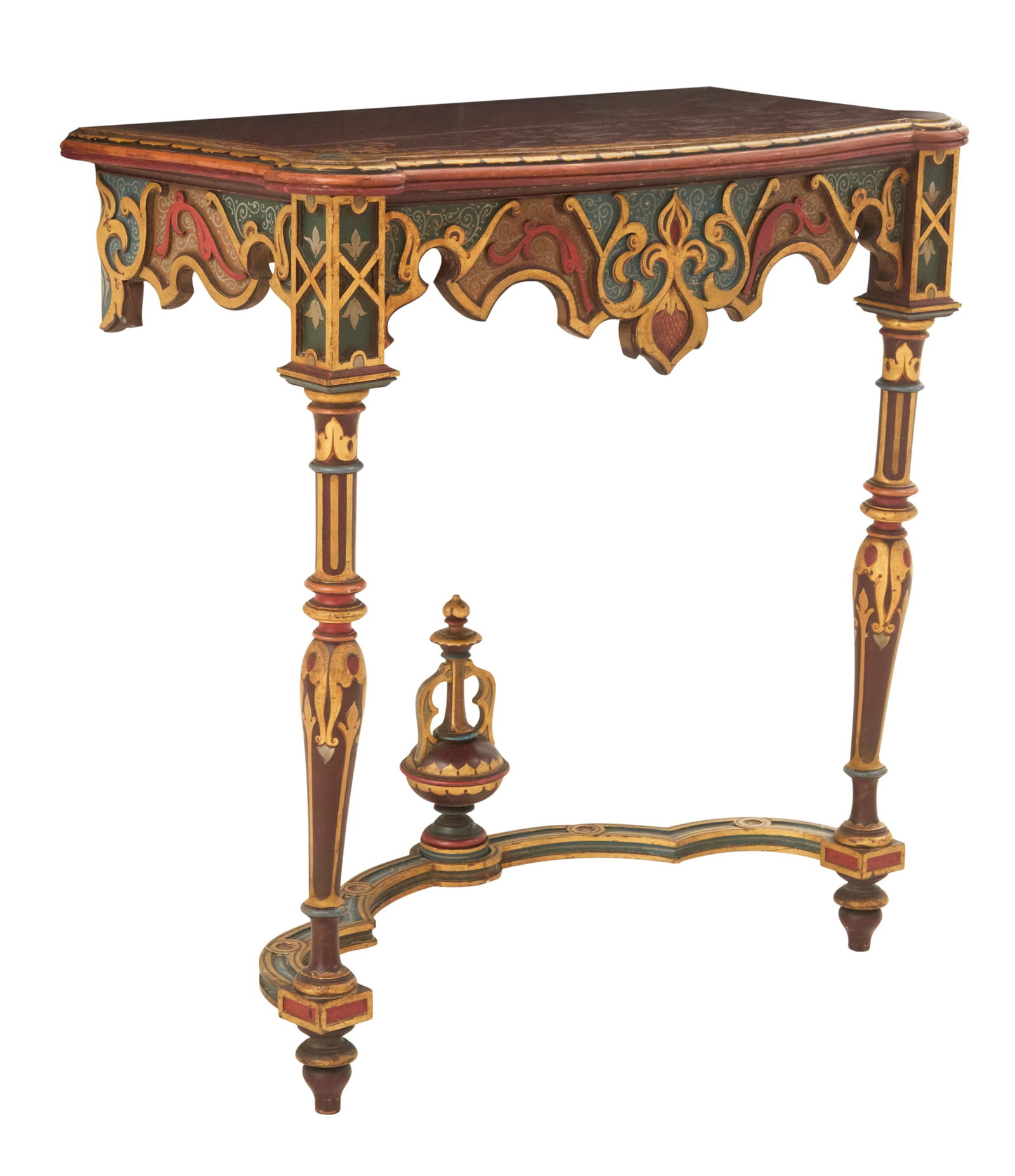 French Polychrome Console Table and Mirror - 6