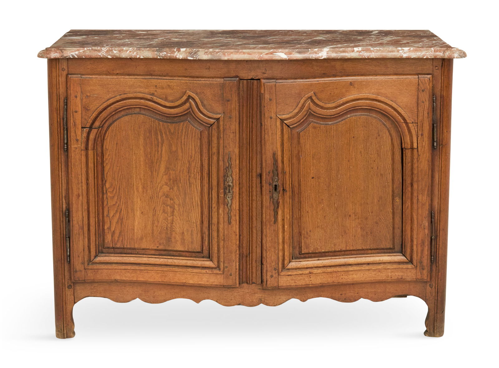 French Provincial Oak and Marble-Top Buffet (1 of 3)