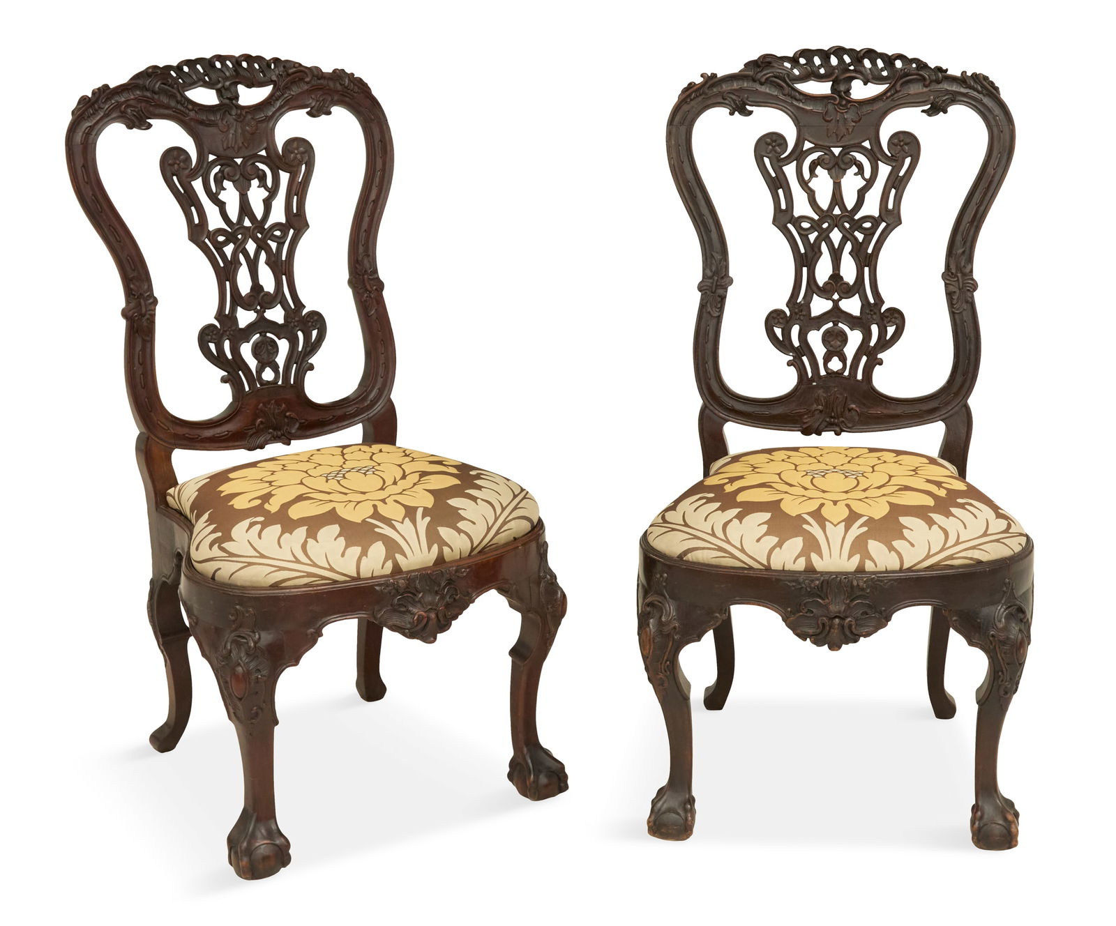 Pair of Portuguese Carved Mahogany Side Chairs (1 of 2)