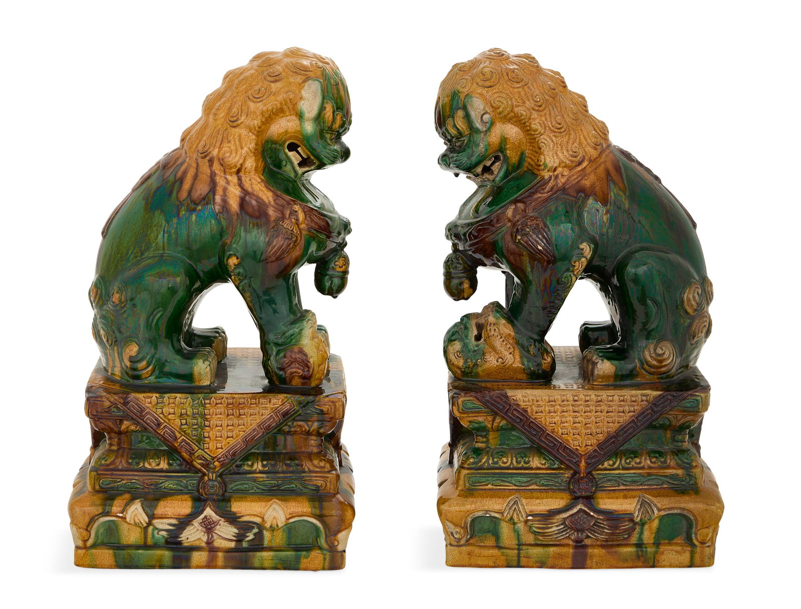 Pair of Chinese Sancai-Glazed Guardian Lions (1 of 6)
