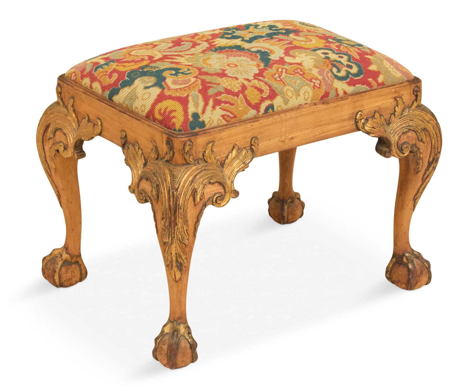 George III-Style Parcel-Gilt Walnut Footstool - 2