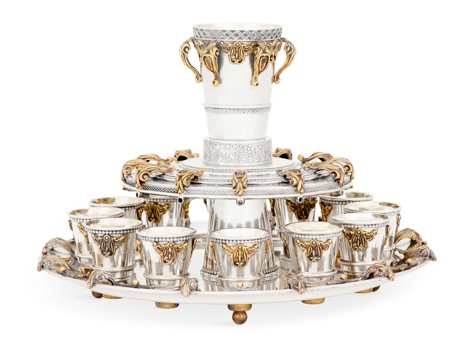 Sterling Silver and Bronze Kiddush Wine Fountain (1 of 2)
