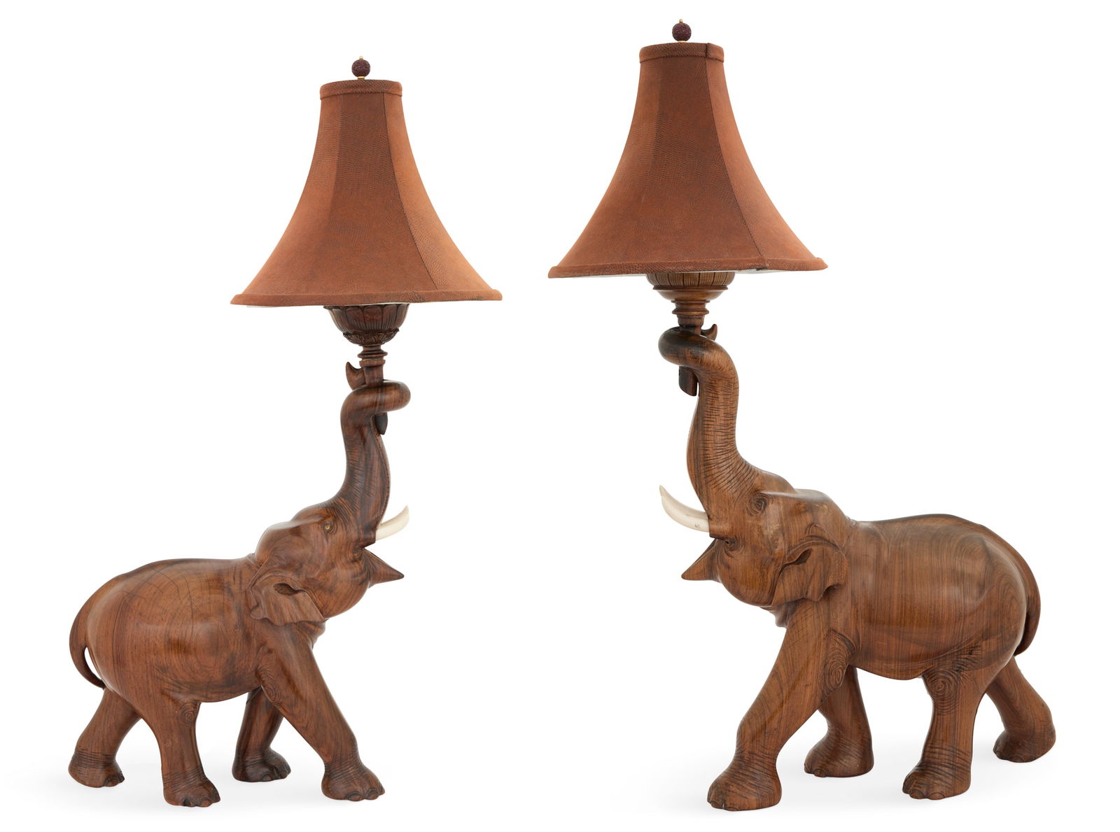 Pair of Rosewood Elephant-Form Lamps (1 of 3)