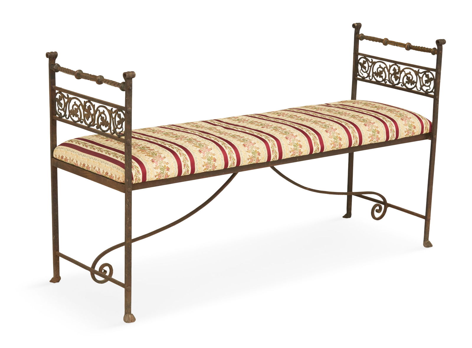 Spanish-Style Wrought-Iron and Bronze Bench (1 of 3)