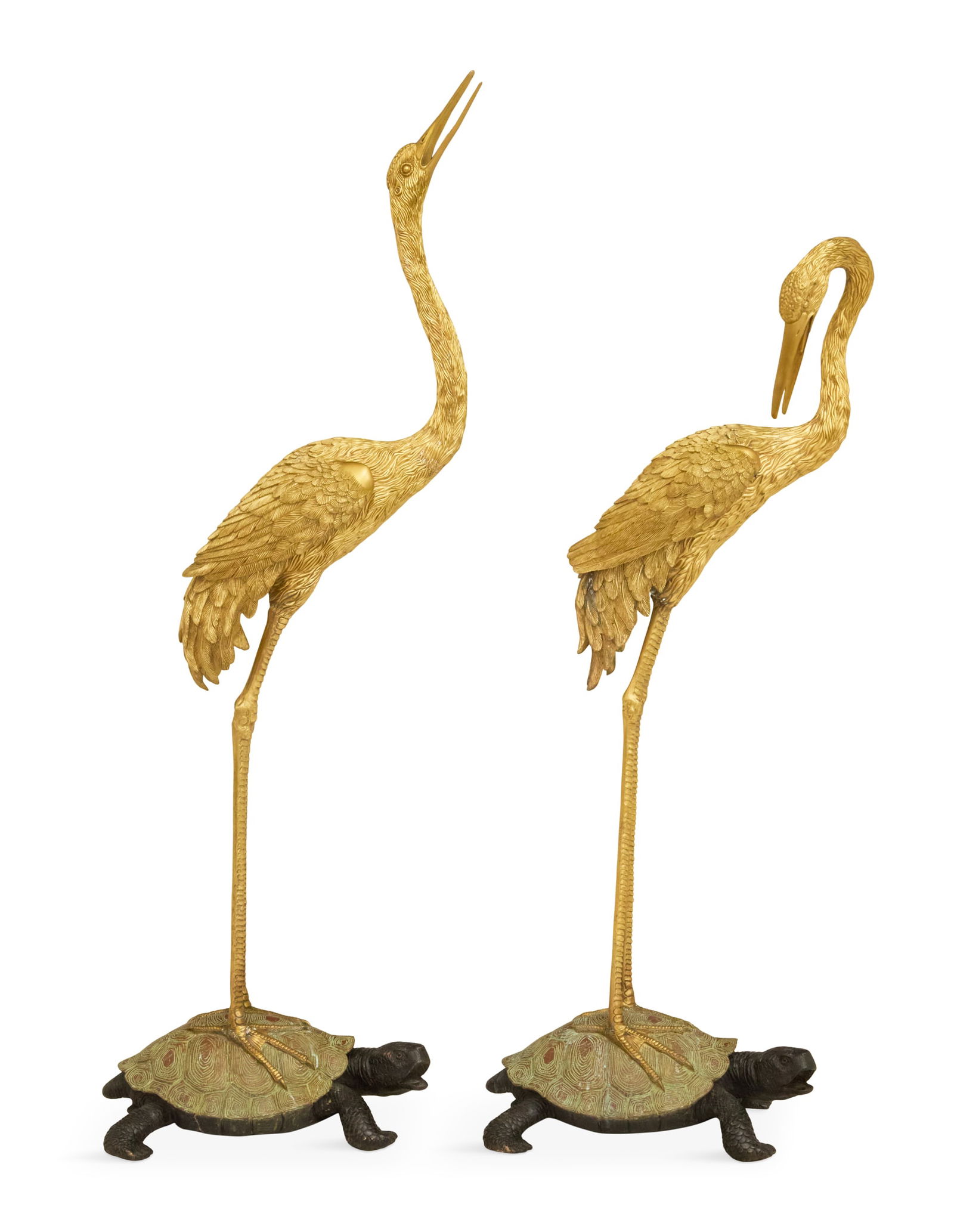 Pair of Dore et Patine Cranes on Turtles (1 of 2)