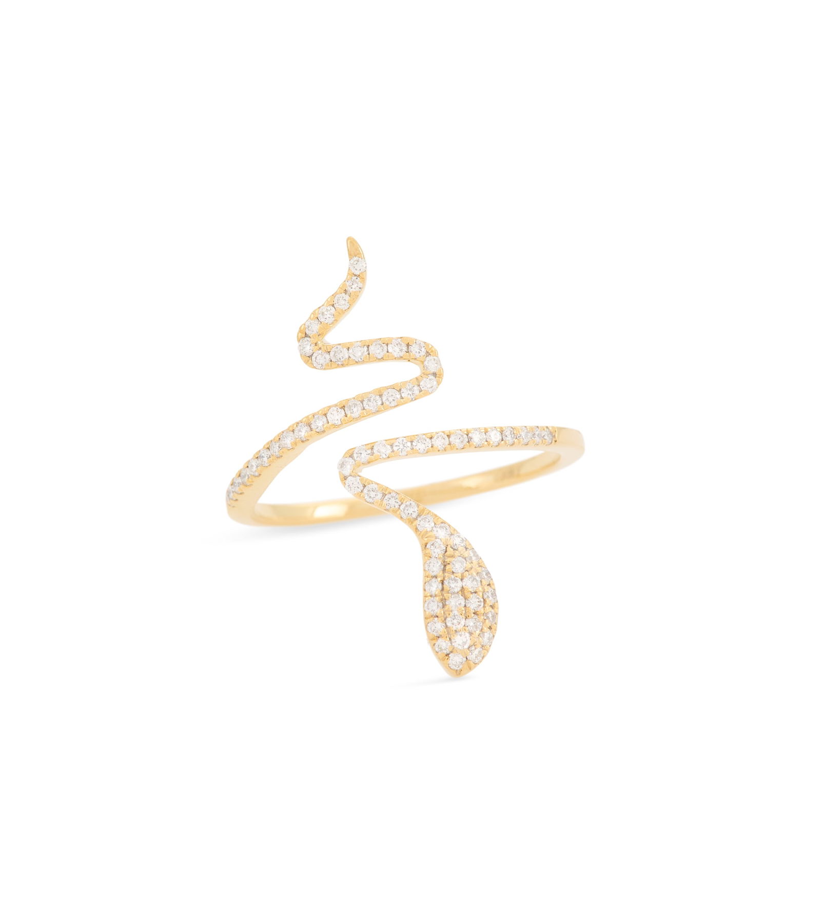 Diamond Snake Ring: Diamond Snake Ring 18k yellow gold, the ring mounted with round brilliant-cut diamonds weighing approximately 0.31 carats in total. size 6-3/4, total weight 2.8 grams