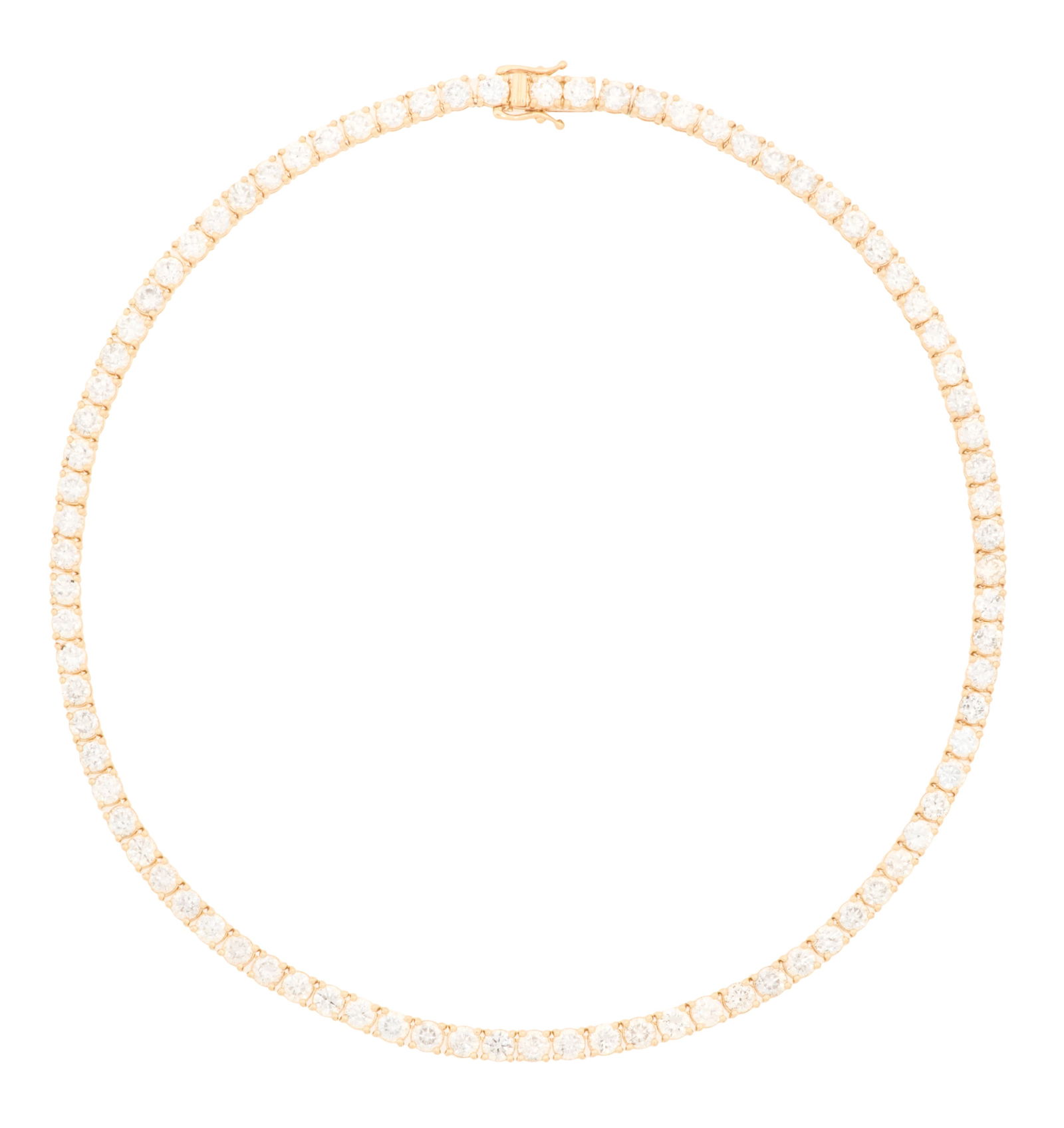Beautiful Diamond Necklace: Beautiful Diamond Necklace 14k yellow gold, the necklace mounted with round brilliant-cut diamonds weighing approximately 30.00 carats in total. l. 16", total weight 33.9 grams
