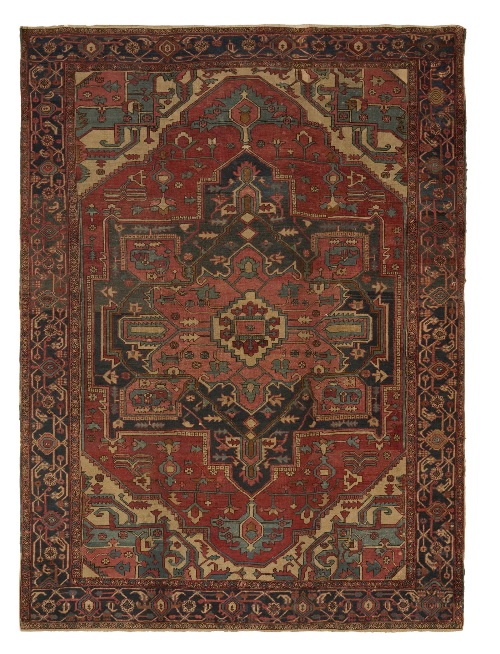 Antique Serapi Carpet: Antique Serapi Carpet 9' 11" x 12' 11" Provenance: Estate of Marie Bel Fay Evnochides, Houston, Texas. Proceeds from the sale of this lot will go to benefit the Fay School in Houston, Texas, and