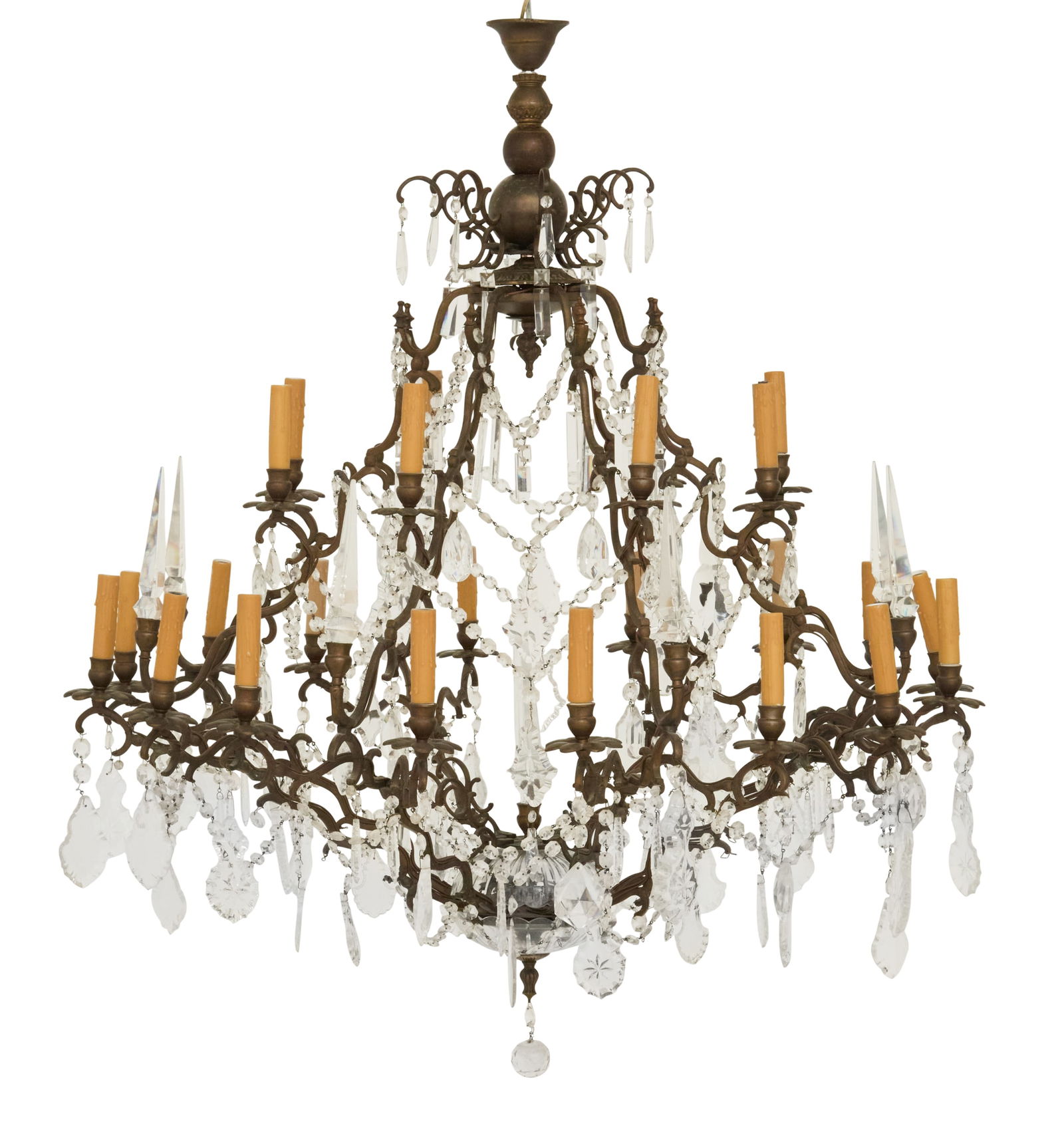 Patinated Bronze and Crystal Chandelier (1 of 1)
