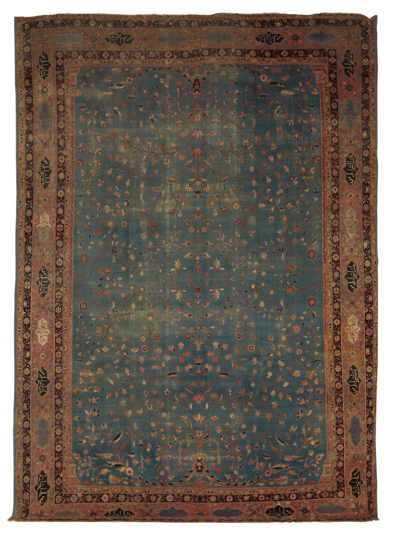 Antique Tabriz Carpet: Antique Tabriz CarpetSigned.9' 10" x 13' 9" Provenance: Estate of John Fishback Grant, Houston, Texas; by descent the Estate of Marie Bel Fay Evnochides, Houston, Texas.Proceeds from the sale of this