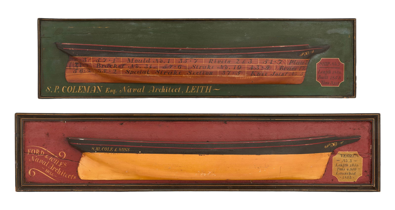 Two Carved and Painted "Half Hull" Ship Models (1 of 2)