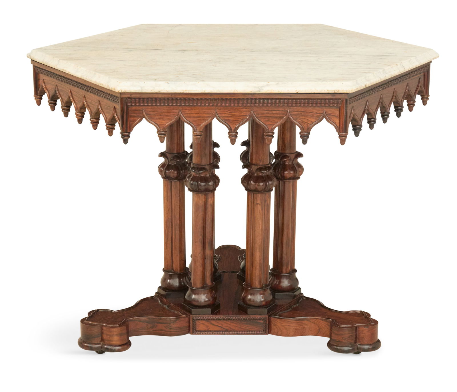 American Gothic Revival Marble-Top Center Table (1 of 10)